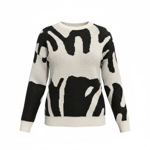Black and White Crew Neck Sweater